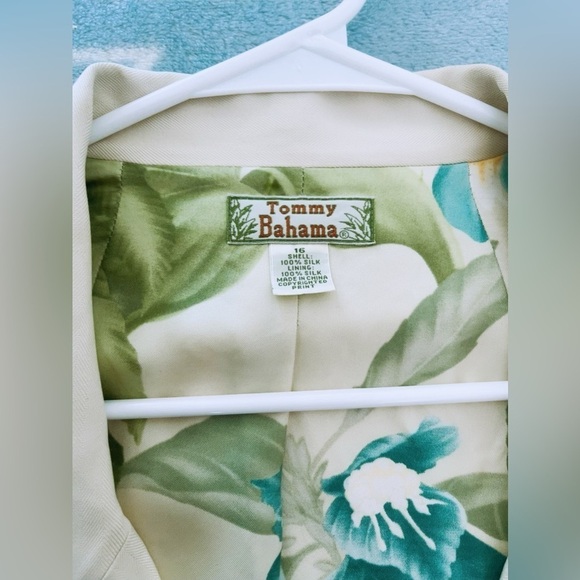 Tommy Bahama Blazer Business Cream Pockets Work Women's Silk‎ Long Sleeve SZ 16 - Picture 2 of 6